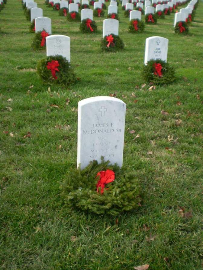 My dad, James F McDonald, at Arlington National Cemetery. He has been there since 1975 and now mom is buried on top of him.